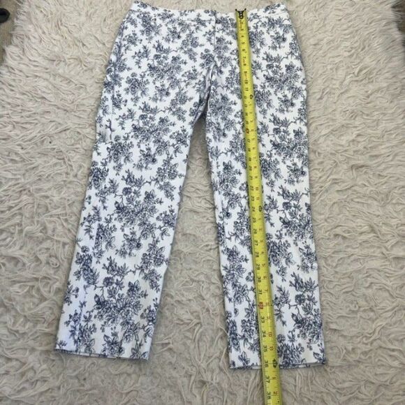 Mario Serrani Womens Pants Size 12 Blue White Floral Stretch Crop Ankle Slim Fit - Picture 10 of 12